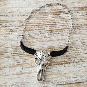 Silver and Black Skull Necklace